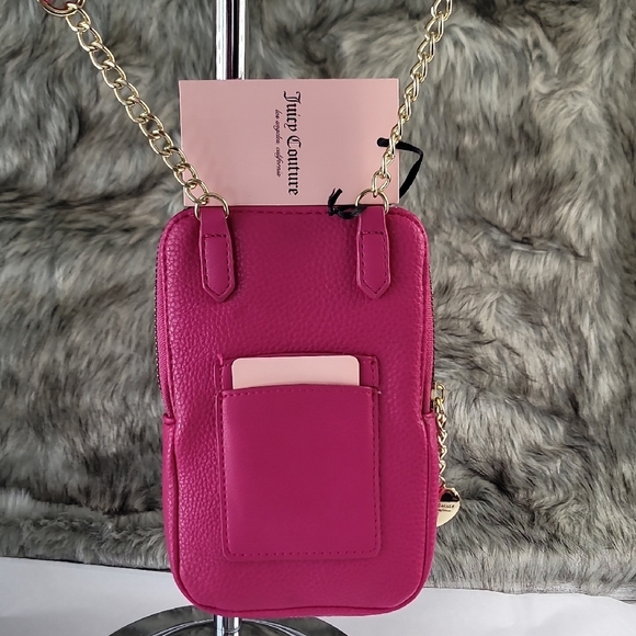 Juicy Couture Vibrant Pink Crossbody Cell Phone  Bag with Gold Accents NWT - Picture 8 of 13